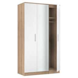 Trent Tall Triple Mirrored Wardrobe In White Matt & Black Matt (Ready Assembled) - thumbnail 7