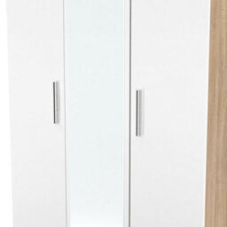 Trent Tall Triple Mirrored Wardrobe In White Matt & Black Matt (Ready Assembled) - thumbnail 5