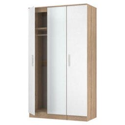 Trent Tall Triple Mirrored Wardrobe In White Matt & Black Matt (Ready Assembled) - thumbnail 6