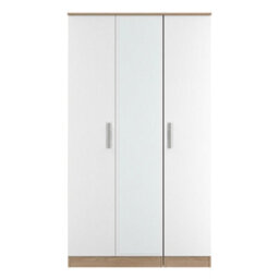 Trent Tall Triple Mirrored Wardrobe In White Matt & Black Matt (Ready Assembled) - thumbnail 2
