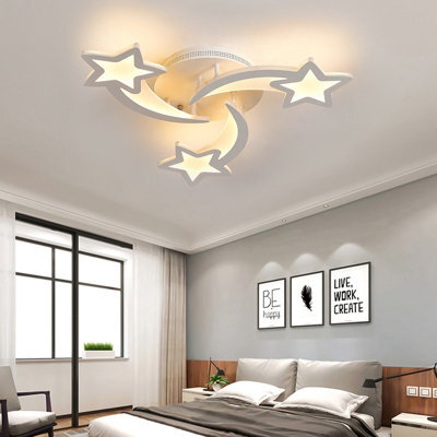 Living And Home 3 Head Childlike Shooting Stars Led Low Energy Flush Mount Ceiling Light Cartoon Decor Dimmable - image 1
