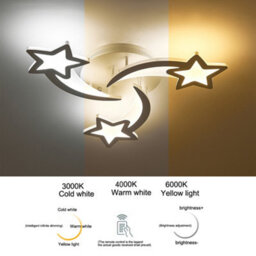 Living And Home 3 Head Childlike Shooting Stars Led Low Energy Flush Mount Ceiling Light Cartoon Decor Dimmable - thumbnail 6