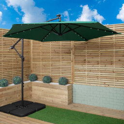 Samuel Alexander 3M Solar Powered Lit Banana Cantilever Garden Parasol With Leds & Base Weights Included In Green - thumbnail 1
