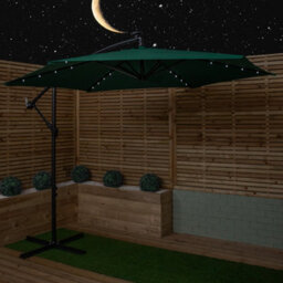 Samuel Alexander 3M Solar Powered Lit Banana Cantilever Garden Parasol With Leds & Base Weights Included In Green - thumbnail 2