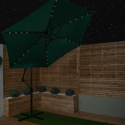 Samuel Alexander 3M Solar Powered Lit Banana Cantilever Garden Parasol With Leds & Base Weights Included In Green - thumbnail 9