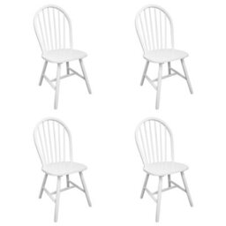 Berkfield Dining Chairs 4 Pcs White Solid Rubber Wood - thumbnail 2