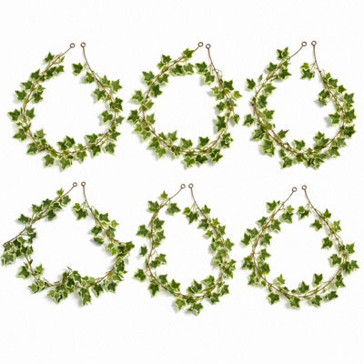 Leaf Pack Of 6 X 160Cm Artificial Ivy Garland Trailing Hanging Plant Faux Foliage - Variegated - image 1