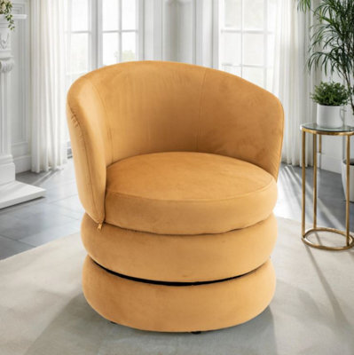 Accent Swivel Chair In Gold Velvet Fabric - image 1