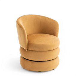 Accent Swivel Chair In Gold Velvet Fabric - thumbnail 5