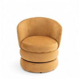 Accent Swivel Chair In Gold Velvet Fabric - thumbnail 3