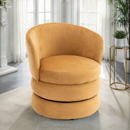 Accent Swivel Chair In Gold Velvet Fabric - thumbnail 2