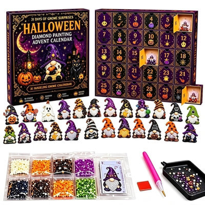 Amorly 31Day Halloween Gnome Diamond Painting Advent Calendar, Diy Gem Art Craft Kit, Holiday Countdown Ornament,halloween Christmas Gift - image 1