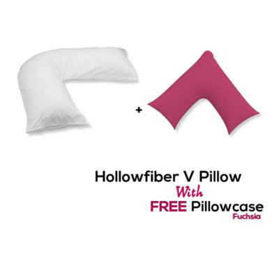 Chilimilii V Pillow With Free V Pillowcase Polycotton Cover Orthopedic Neck & Back Support Hollowfiber Filled Pillow