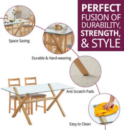 Hallowood Furniture Cullompton Dining Table Glass Top (160Cm) With 4 Grey Fabric Ladder Back Chairs - thumbnail 2