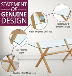 Hallowood Furniture Cullompton Dining Table Glass Top (160Cm) With 4 Grey Fabric Ladder Back Chairs - thumbnail 4