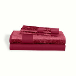 Casabella Luxury Crushed Velvet Panel Band Duvet Cover Sets With Pillow Case Single Duvet Cover Bedding Set Burgundy - thumbnail 5