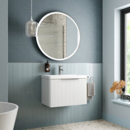 Affine Fluted 600mm Bathroom Vanity Unit Basin Wall Hung Cupboard Soft Close Matt White - thumbnail 3
