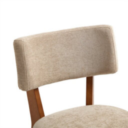 Abrihome Set Of 2 Mid-Century Linen Dining Chairs, Curved Backrest & Solid Wood Frame, Armless Side Chairs, Khaki - thumbnail 9