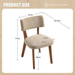 Abrihome Set Of 2 Mid-Century Linen Dining Chairs, Curved Backrest & Solid Wood Frame, Armless Side Chairs, Khaki - thumbnail 7