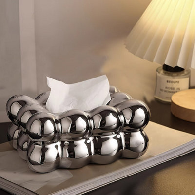 Thehotsale Silver Ceramic Tissue Box Cover Tissue Holder For Desk Bathroom Kitchen Office - image 1