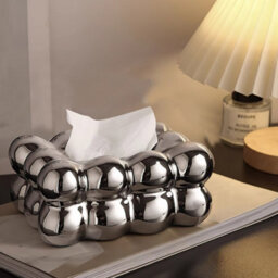 Thehotsale Silver Ceramic Tissue Box Cover Tissue Holder For Desk Bathroom Kitchen Office