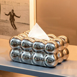 Thehotsale Silver Ceramic Tissue Box Cover Tissue Holder For Desk Bathroom Kitchen Office - thumbnail 2