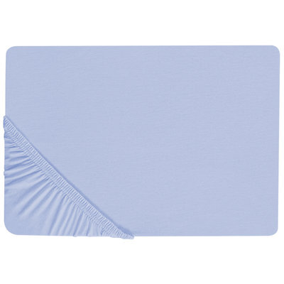 Beliani Fitted Sheet Janbu Cotton 180 X 200 Cm Light Blue - image 1