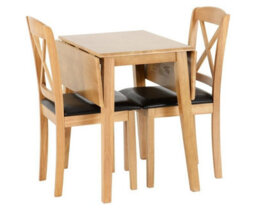 Seconique Mason Oak Varnish Brown Drop Leaf Dining Set 2 Chairs - thumbnail 2