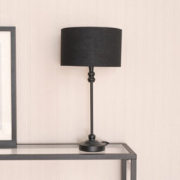 Valuelights Maggie Black Candlestick Table Lamp With Black And Chrome Inner Lamp Shade - thumbnail 4