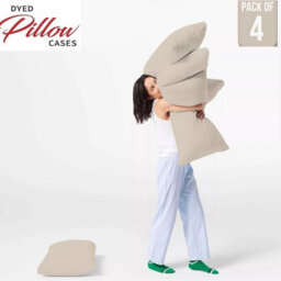 Ameha Bedding Pillowcase-Plain Dyed Cream Breathable Envelope Durable Pillow Cover 2 Pair (50 X 75 Cm) Pillow Covers