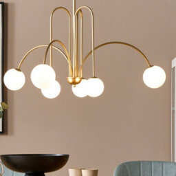 Wyld And Coco Lumina Gold Glass Shade Pendant Chandelier Lamp Modern Glamour, 80Cm. - thumbnail 2