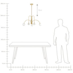 Wyld And Coco Lumina Gold Glass Shade Pendant Chandelier Lamp Modern Glamour, 80Cm. - thumbnail 8