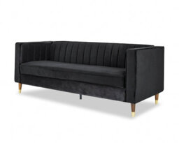 Home Detail Thomas Velvet Fabric 3 Seater Sofa, Black - thumbnail 2
