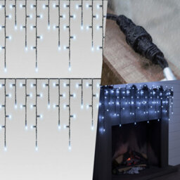 Pegdev - Pdl Cool White Led Icicle Lights Black Rubber Cable 60 40 20Cm Drop Outdoor Indoor Connectable Durable System 10M - thumbnail 4