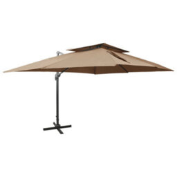 Berkfield Cantilever Umbrella With Double Top Taupe 400X300 Cm - thumbnail 1