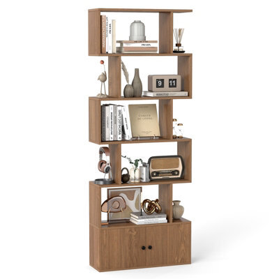 Gainoom 6-Tier Natural Bookshelf Freestanding Tall Bookcase Shelf Storage Organizer W/ Anti-Tipping Device - image 1