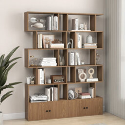 Gainoom 6-Tier Natural Bookshelf Freestanding Tall Bookcase Shelf Storage Organizer W/ Anti-Tipping Device - thumbnail 6