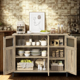 FURNOLD Multipurpose Kitchen Sideboard Buffet Cabinet With Doors Turquoise - thumbnail 4