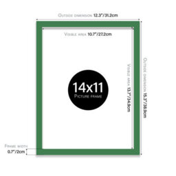 14X11 Green Picture Frame (35.6 X 27.9Cm) Poster, Photo, Artwork, Gallery Wall Or Print - thumbnail 3