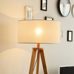 Homcom Floor Lamp Bedside Light Free Standing Tripod Holder Storage Shelf Linen - thumbnail 9