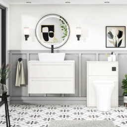 Royal Bathrooms Royal Bathroom Elmore 800mm Classic White Wall Mounted Countertop Bathroom Vanity Unit 2 Drawer With Cube Basin - thumbnail 5