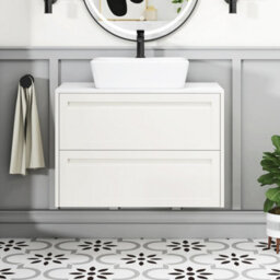 Royal Bathrooms Royal Bathroom Elmore 800mm Classic White Wall Mounted Countertop Bathroom Vanity Unit 2 Drawer With Cube Basin - thumbnail 4