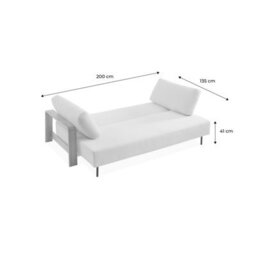 Sweeek - 3-Seater Sofa Bed In White Boucle With Wooden Armrests Eden White 224X108X85 Cm - thumbnail 6