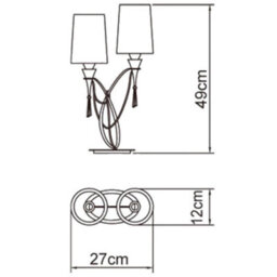Luminosa Lighting Luminosa Lucca Table Lamp 2 Light E27, Polished Chrome With White Shades & Clear Crystal - thumbnail 6