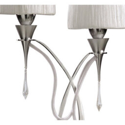 Luminosa Lighting Luminosa Lucca Table Lamp 2 Light E27, Polished Chrome With White Shades & Clear Crystal - thumbnail 5