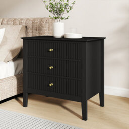 Melody Maison Large 3 Drawer Bedside Table - Hales Black Range - thumbnail 5