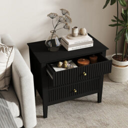 Melody Maison Large 3 Drawer Bedside Table - Hales Black Range - thumbnail 4