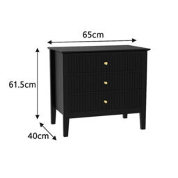 Melody Maison Large 3 Drawer Bedside Table - Hales Black Range - thumbnail 7