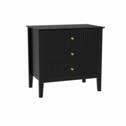 Melody Maison Large 3 Drawer Bedside Table - Hales Black Range - thumbnail 6