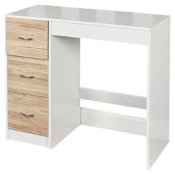 Urbn-Living Urbnliving Height 79.5Cm 3 Drawer Wooden Bedroom Dressing Computer Work Table Desk White Carcass And Oak Drawers Jewellery - thumbnail 2